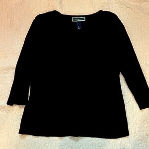 Karen Scott 3/4 length black cotton sweater. Size xl